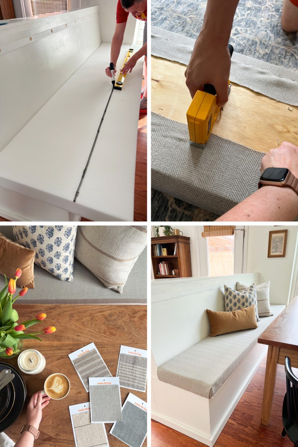 How to Make a No Sew DIY Bench Seat Cushion (Easy!) - Full Hearted Home