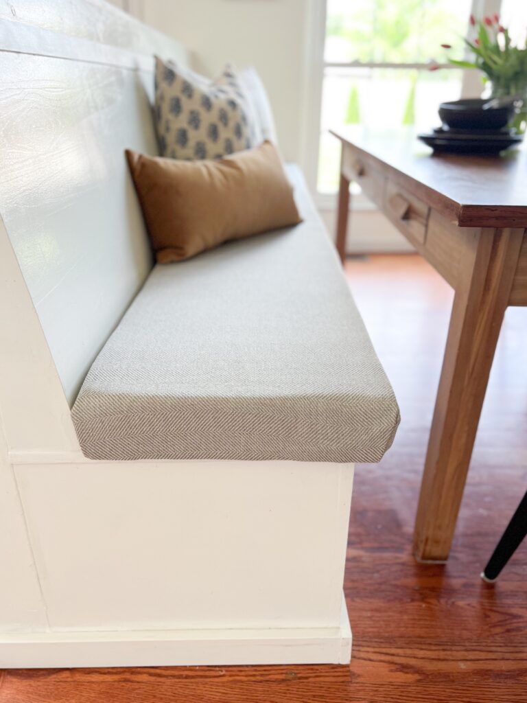How to Make a No Sew DIY Bench Seat Cushion (Easy!) - Full Hearted Home